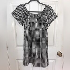 Cooperative Gingham Ruffle Off Shoulder Mini Dress Urban Outfitters Size Medium